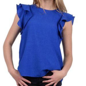 Molly Bracken Ruffled Trim Cap-Sleeve Top